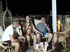 Blonde Teen Group Explores Bisexual Fun in See-Through Outfits