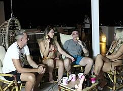 Blonde Teen Group Explores Bisexual Fun in See-Through Outfits