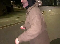 Street Girl Shoves Items Deep in Her Shaved Pussy While Fleeing Outdoors