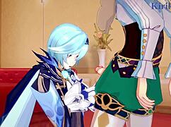 eula, rosaria, and venti engage in intense sex in genshin impact hentai