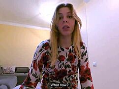 My stepmom gives me a hand to cum