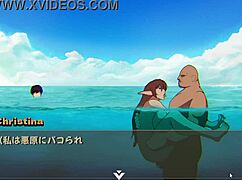 in this hentai game ntr rice part 6, my friend gets fucked on the beach with big tits and ass