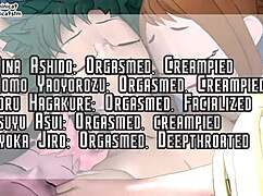 Deku faces final exam orgy in anime cartoon style with group scenes.