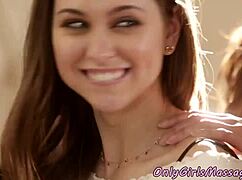 lesbian models engage in passionate foursome post-massage