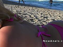 blonde girlfriend in bikini takes that big cock in her ass, right?