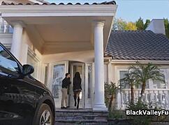 Look at this big tit ebony getting drilled hard by white cock!