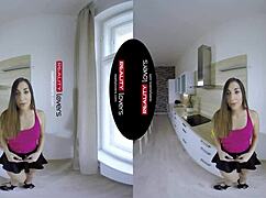 Latin VR muff diving, licking pussy in doggy and cowgirl positions