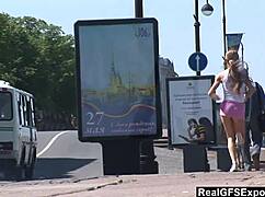 Russian Blonde Olga Tackles BBC During Outdoor Jog