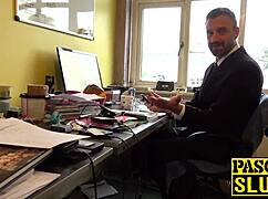 Misha mayfair, hot babe with big tits, gets spanked and fucked doggystyle roughly by pascal