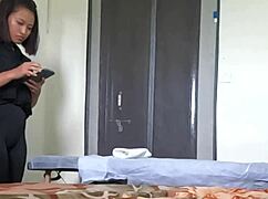 indian teen flashes cock during spa massage session