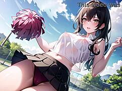 watch this hot anime cheerleader masturbate with transparent cloth?