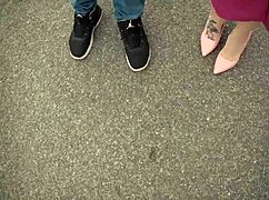 Huge tits blonde banged by two studs, wow!