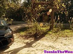 Petite teen facialized after rough doggystyle pounding