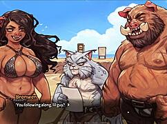 Pig Princess Enjoys Intense Beach Threesome Fun