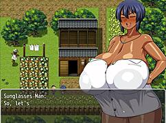 Tanned Natsuki in Hentai Game Ep 3 Takes Naked Bath. Feels Amazing After Perverted Villager Chats.