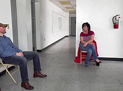 Yo, this milf gags on jizz in doctor’s waiting room! 😜