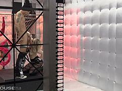 Exotic blonde stripper ash hollywood performs glamour cowgirl riding