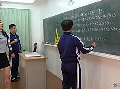 Japanese Teacher Schools Two Masochistic Students Hard