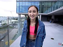 Petite Carmen Rae's Tight Pussy Gets Fucked Hard in Doggystyle During Public Interview!