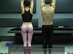 A stranded space adventure features hot yoga with a big tits brunette milf.