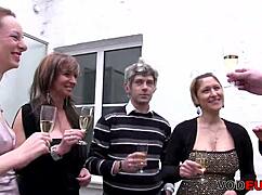 German group bangs in doggystyle and cowgirl! Licking and riding intensely with muff diving.