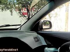 outdoor exhibitionism in the streets showing tits and ass to strangers while driving around the city