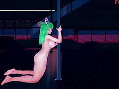 Morrigan performs table dance in sheer halloween outfit