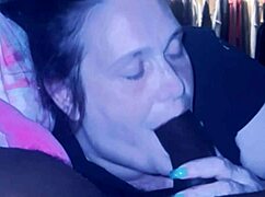 brunette gives monster gumjob to big black cock for fetish cumshot