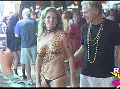 slutty flashing at fantasy fest party, going nude on the street 😈.