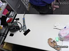 Blonde Teen Sucks Mall Cop's Cock in POV Striptease