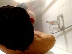 i'm in the shower getting a blowjob and doggystyle with big cock, recorded from ceiling