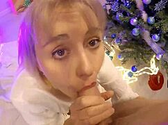 Christmas is coming, ursula gets her face fucked while decorating the tree, slutty blowjob and cowgirl action!