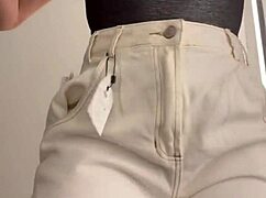 esposa heyya changing clothes in store fitting room, watch full on red