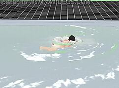 Anime Girl Swims In Tiny Bikini Nip Slip