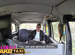 damn, lucky guy scores with hot brunette in fake taxi!
