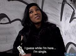 Pulled ebony gets fucked in public before sucking!