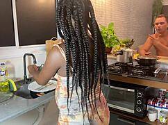 Pregnant bruna black gets intense kitchen quickie with cum inside her tight pussy