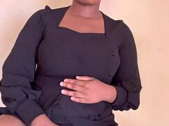 hot ebony babe uses vibrator on her big clit and wet pussy solo