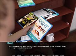 in this anime gameplay, the betrayed nympho whore dives into muff and gets fucked in ffm with big tits