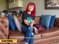 petite 18yo latina redhead drilled by casting agent