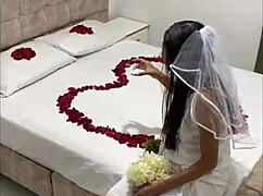 Intense honeymoon fucking with petite bride and monster cock!