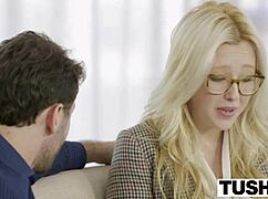 blonde babe samantha rone tries her first anal in tushy scene