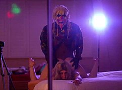 Queen of hell and gibby the clown engage in a hardcore fuck fest after the disco party, with doggystyle action and riding.