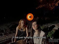 Gay couple watching an old man