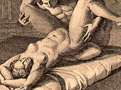 Vintage erotic illustration with bold retro anime style