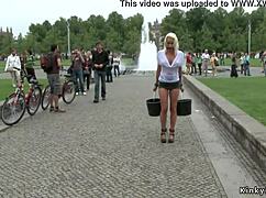 Busty Blonde FLASHING In Wet Shirt In PUBLIC!