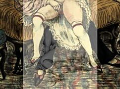 Vintage erotic art collection featuring cartoon and anime styles.