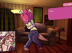 2 chicks playin’ furry strip poker, clothes rippin’ off, dang!