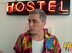 Cute teen in pigtails gets hard fucked by older hostel owner!