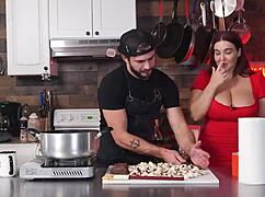 I'm always horny for big tits action in the kitchen.